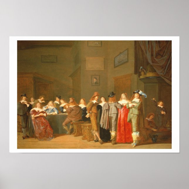 Póster Escena de corte, 1644 (aceite sobre lienzo) (Frente)