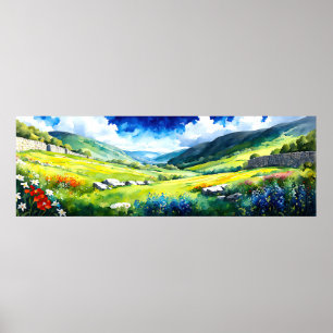 Póster Escena de Dales de Yorkshire en el amplio paisaje
