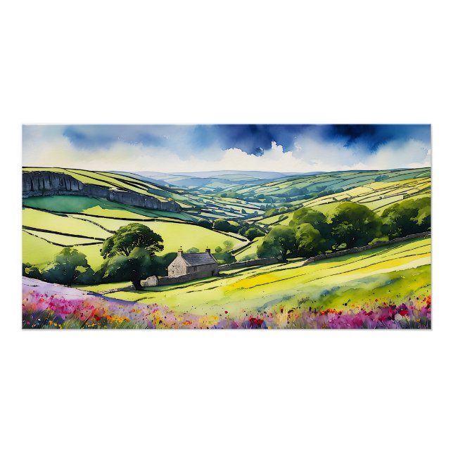 Póster Escena de Dales en Yorkshire, paisaje amplio "Ston (Anverso)