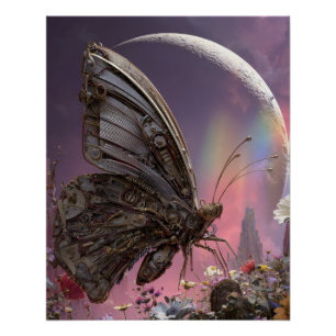 Póster Escena de Fantasía de Mariposa Celestial bajo la L