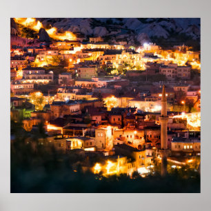 Póster Escena de Goreme en la noche, Cappadocia, Turquía.