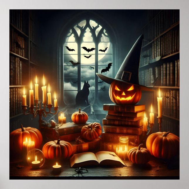 Póster Escena de Halloween de fantasía (Frente)