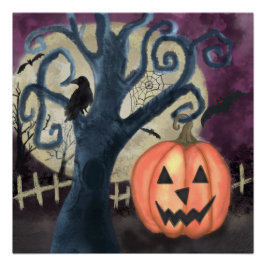 Póster Escena de Halloween en Gnarly Tree