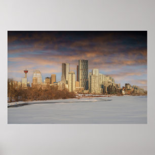 Póster Escena De Invierno Al Amanecer En Calgary Skyline