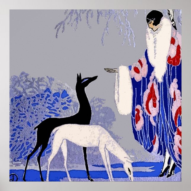 Póster "Escena de invierno" Art Deco de George Barbier (Frente)