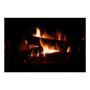 Póster Escena de invierno cálido con chimenea para fotogr