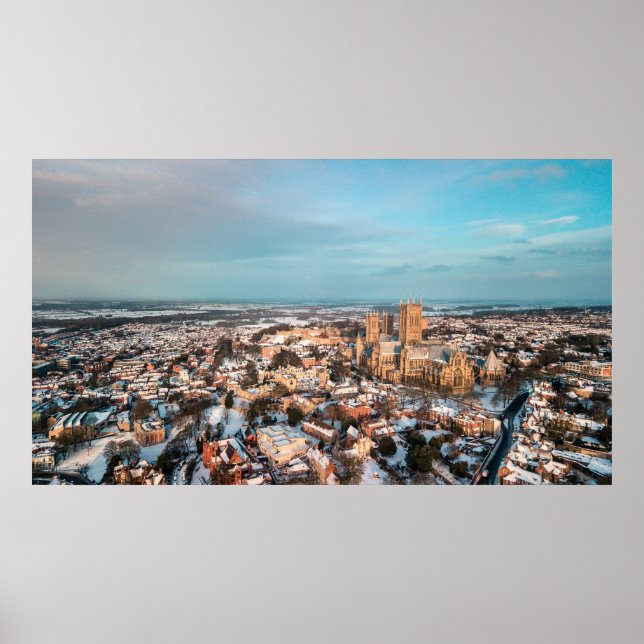Póster Escena de invierno de la Catedral de Lincoln, Rein (Frente)