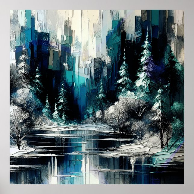 Póster Escena de invierno de la ciudad pintada 1006 (Frente)