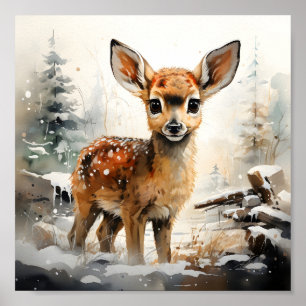 Póster Escena de invierno navideña muy linda bebé