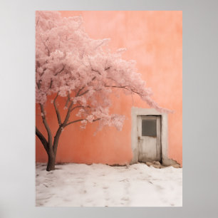 Póster Escena de invierno rosa en Japón
