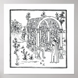 Póster Escena de jardín, de 'Hypnerotomachia Poliphili' a