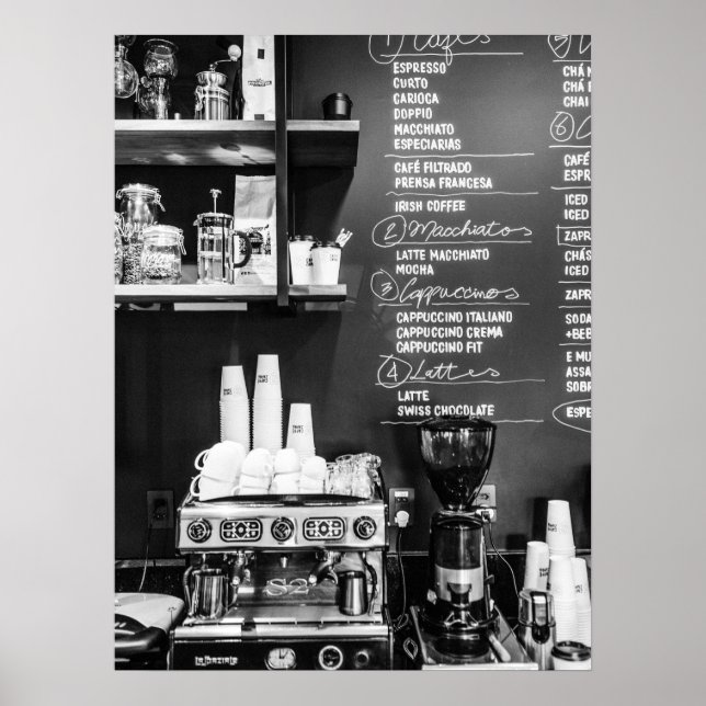 Póster Escena de la cafetería con máquina de expreso (Frente)