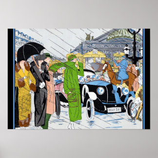 Póster Escena de la calle Art Deco