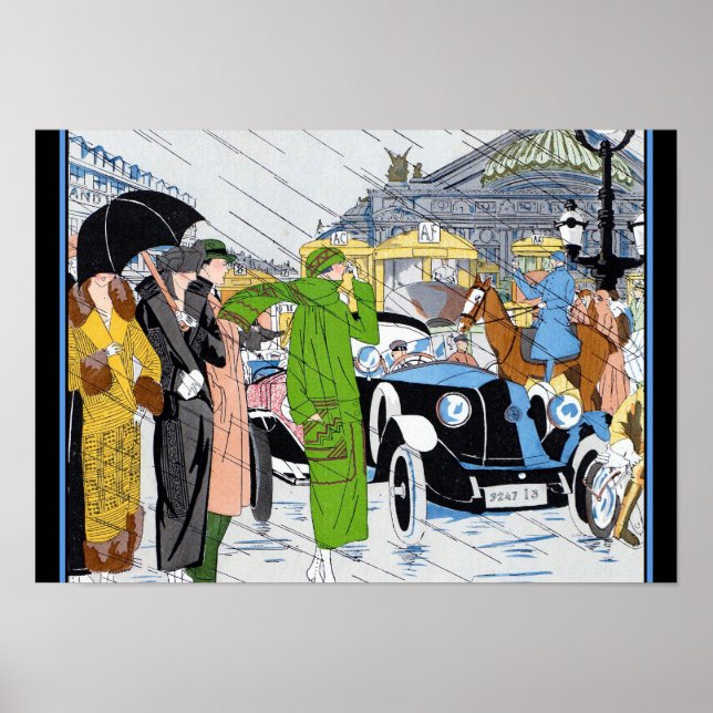 Póster Escena de la calle Art Deco (Frente)