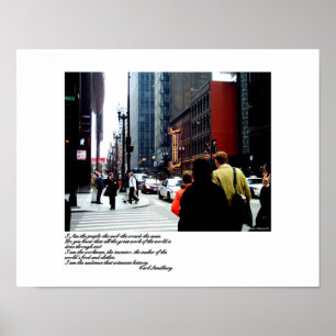 Póster Escena de la calle de Chicago con el poema de