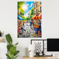 Escena De La Calle Parisiana Con Torre Eiffel