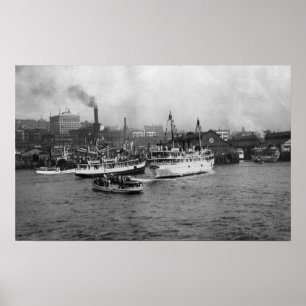 Póster Escena de la costa con las naves de Seattle