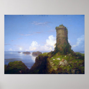 Póster Escena de la Costa Italiana con Torre Ruinada - Th