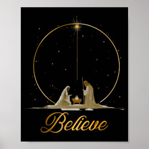 Póster Escena de la Natividad Cree en Navidad Cristiana F
