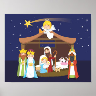 Póster Escena de la Natividad de los navidades