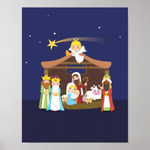 Póster Escena de la Natividad de los navidades