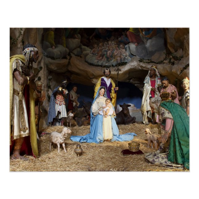 Póster Escena de la Natividad de los Navidades Antiguos (Anverso)