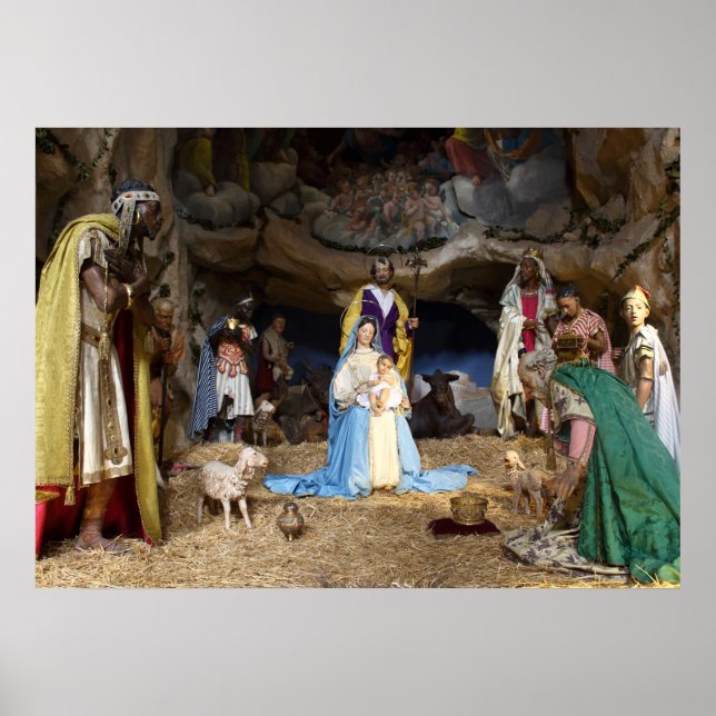 Póster Escena de la Natividad de los Navidades Antiguos (Frente)
