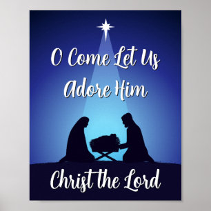 Póster Escena de la Natividad de Navidad Religiosa Cristo