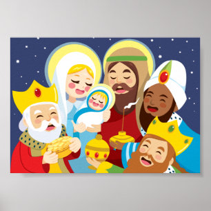 Póster Escena de la Natividad Niño Jesús Nacimiento
