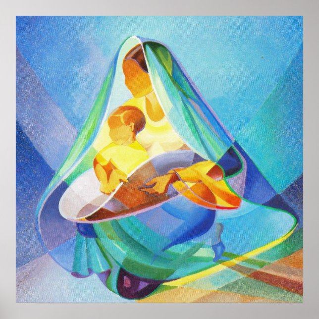 Póster Escena de la natividad oriental, María con Jesús, (Frente)
