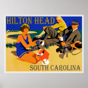 Póster Escena de la playa de Hilton Head del vintage