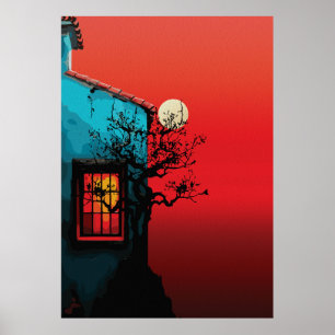 Póster Escena de la ventana del crepúsculo místico