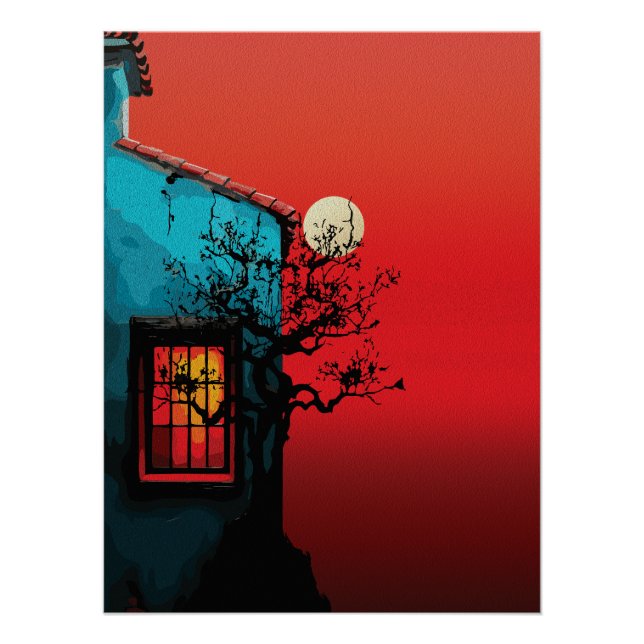 Póster Escena de la ventana del crepúsculo místico (Anverso)