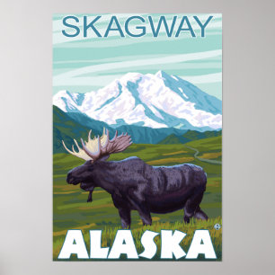 Póster Escena de los alces - Skagway, Alaska