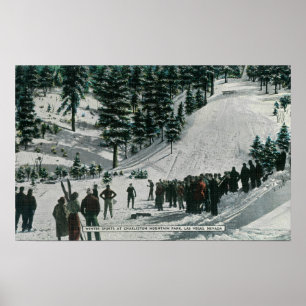 Póster Escena de los deportes de invierno en la montaña
