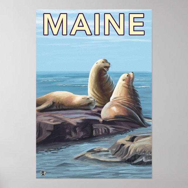 Póster Escena de los leones en el mar de Maine (Frente)