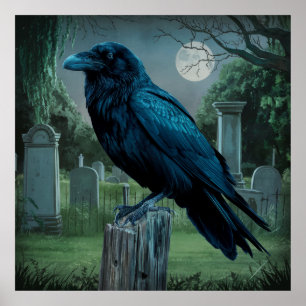 Póster Escena de luna llena de espeluznante cemental