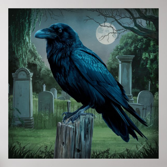 Póster Escena de luna llena de espeluznante cemental (Frente)