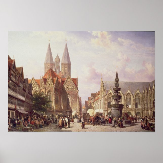 Póster Escena de mercado en Braunschweig (Frente)