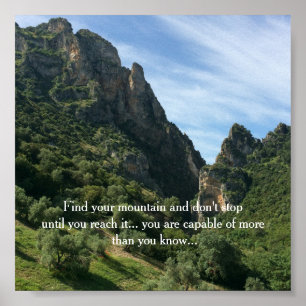 Póster Escena de montaña con cita inspiradora