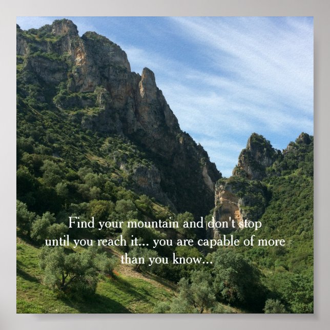 Póster Escena De Montaña Con Cita Inspiradora (Frente)