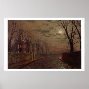 Póster Escena de Moonlit Street, 1882 (óleo sobre lienzo)