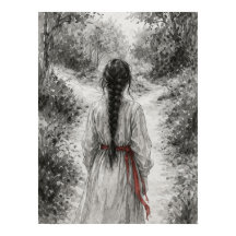 Escena de mujer en camino del bosque