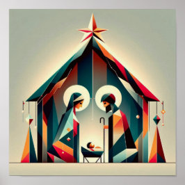 Póster Escena de natividad geométrica