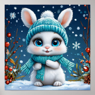 Póster Escena de Naturaleza de Dibujos Animados de Conejo