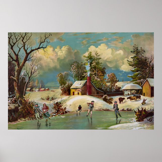 Póster Escena de Navidades de la Vida Invierno de Estados (Frente)