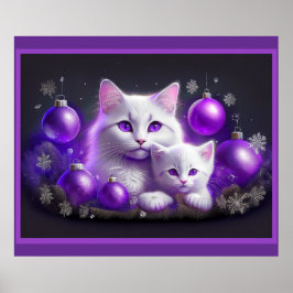 Póster Escena De Navidades Púrpura De Gato Y Gato De Madr