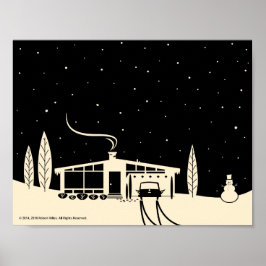 Póster Escena De Nieve De Mediados Del Siglo-Negro