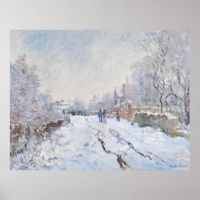Póster Escena de nieve de Monet en Argenteuil (Frente)