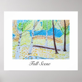 Póster Escena de otoño dibujada